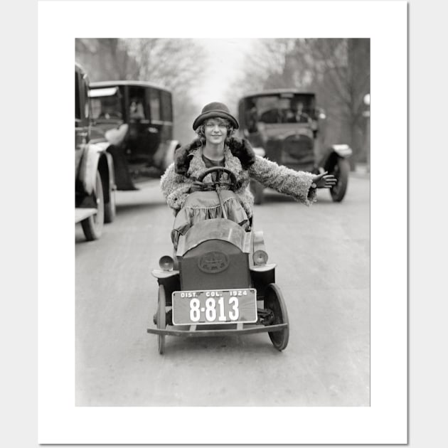 Flapper Driving Pedal Car, 1924. Vintage Photo Wall Art by historyphoto